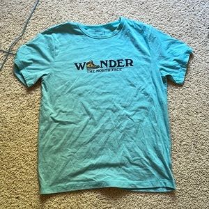 blue north face shirt